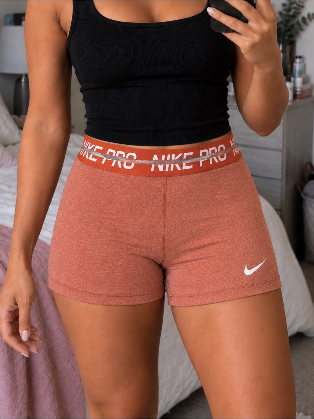 Nike Pro Women's Rust-Tone Bike Shorts with White Swoosh